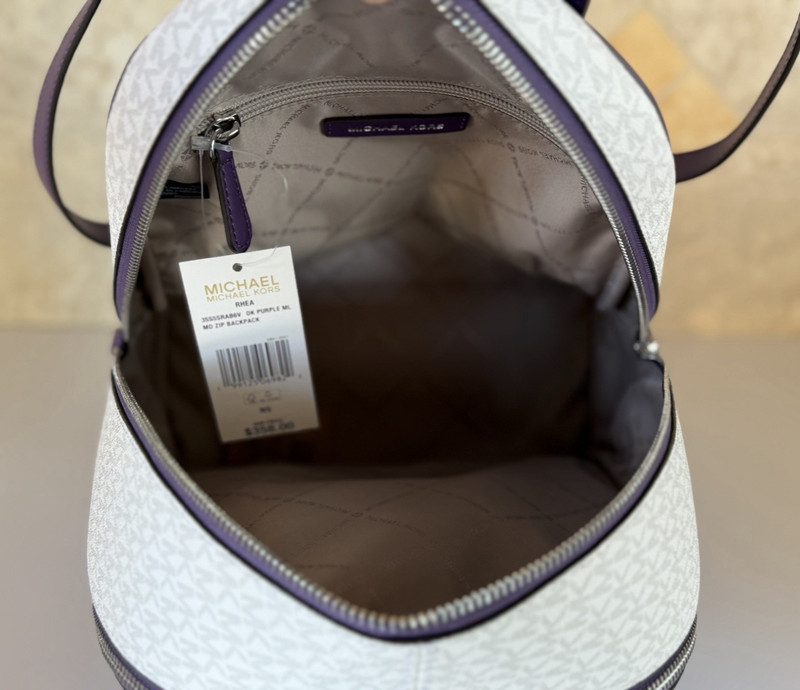 Michael Kors Rhea Medium Zip Backpack MK Color-Block Dark Purple Multi gallery