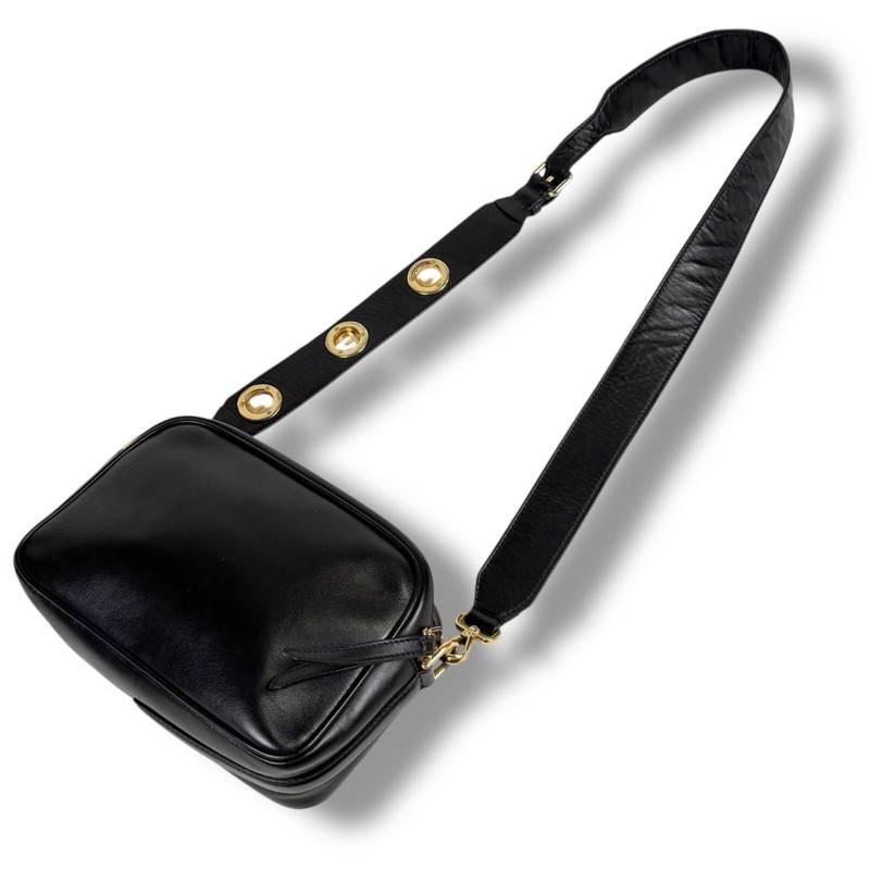 FENDI Camera Bag Mini Shoulder Bag Black Leather 8x15x9 in Used from japan gallery
