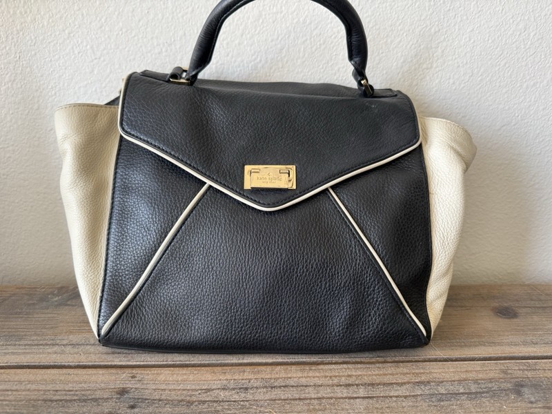 Kate Spade Laurel Wesley Place Satchel Crossbody Handbag Black And White