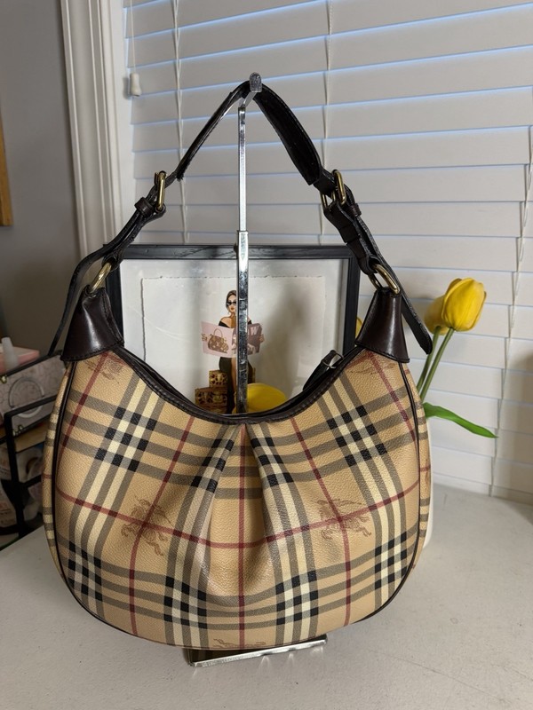 BURBERRY Classic Haymarket Check Brooklyn Hobo Shoulder Bag