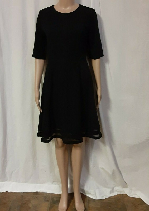 Ny Collection Petite Mesh-Stripe Dress Small