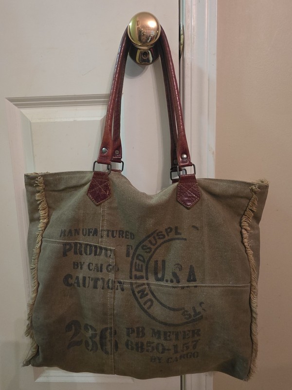 Vintage Mona B Purse Canvas Tote Bag Large Recycled Statement Bag