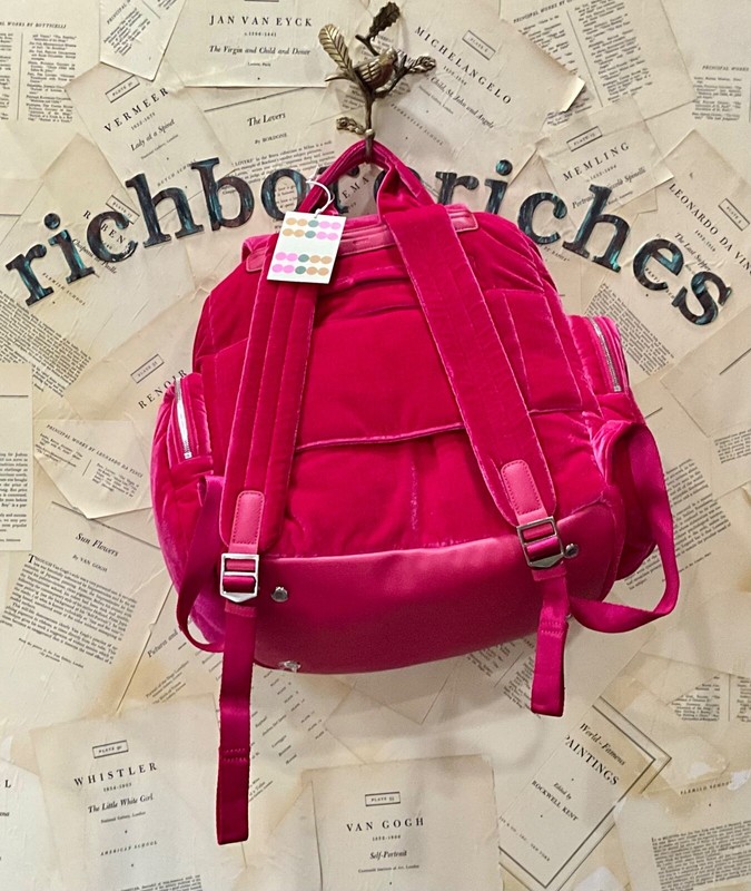 Free People Caraa Velvet Cirrus Backpack Laptop Sleeve Hot Pink Very Big NWT gallery
