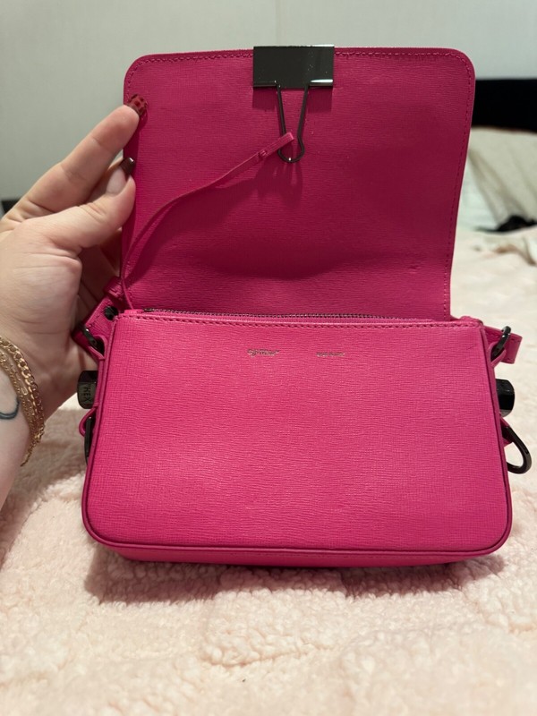 off white binder clip bag diag mini fushia white gallery