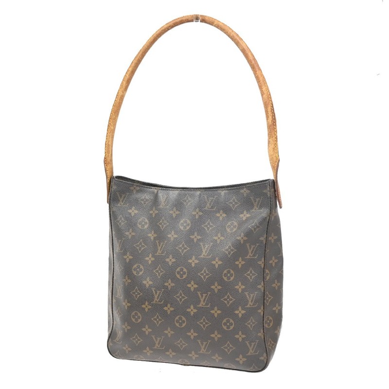 LOUIS VUITTON Logo Looping GM Shoulder Bag Monogram Leather Brown M51145 33AA212
