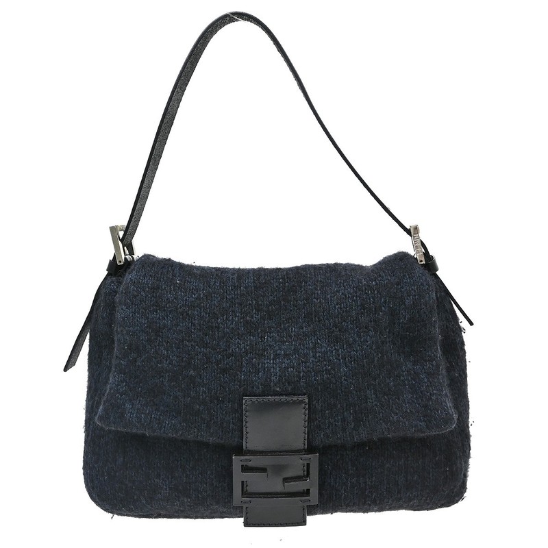 Fendi Navy Wool Mamma Baguette Handbag 2354/26325/009 NQ09542