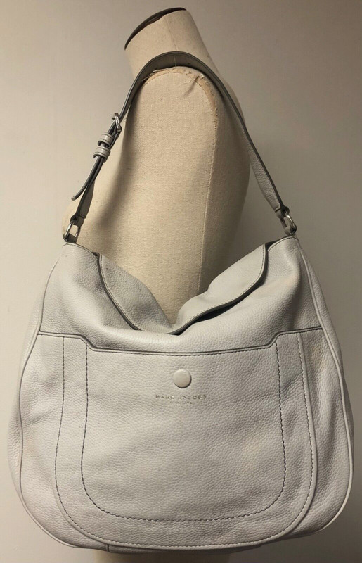 MARC JACOBS EMPIRE CITY HOBO SATCHEL SHOULDER BAG LIGHT GRAY PEBBLED LEATHER GUC