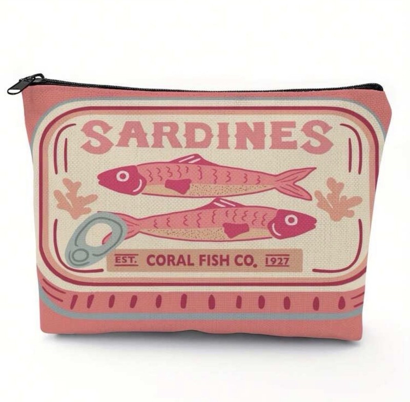 Vintage Style Sardines Tin Design Cosmetic/Makeup Bag – NEW