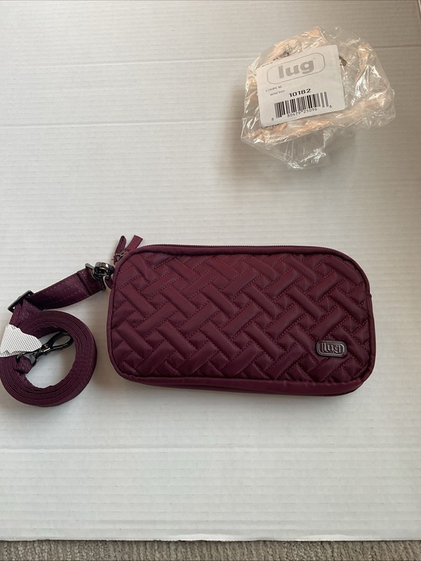 LUG Coupe XL Convertible Crossbody Belt Bag Nylon Quilted Red Wine Burgundy, New