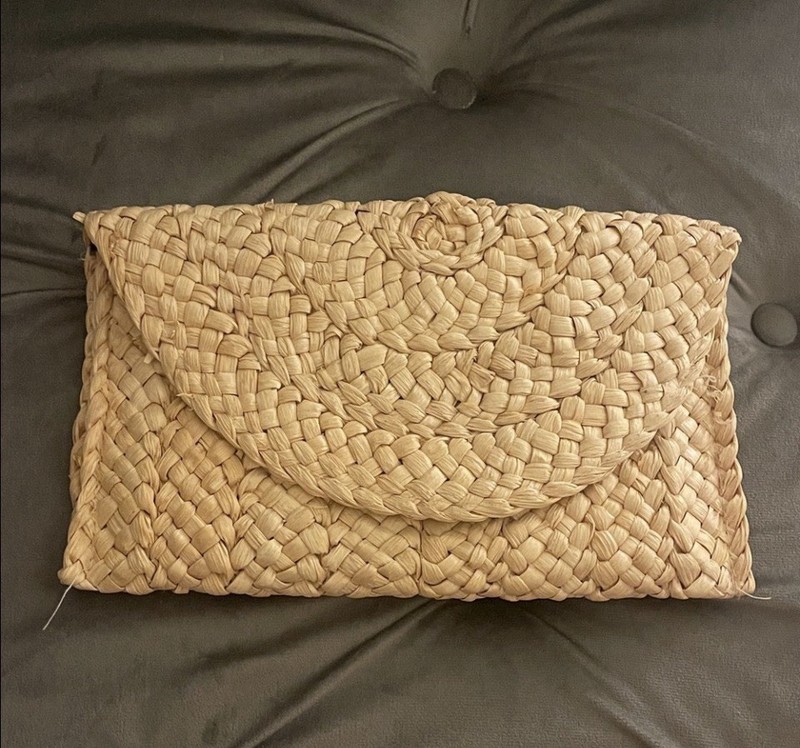 Natural Hay Raffia Envelope Pouch Clutch Woven Straw Bag Evening Wedding Resort