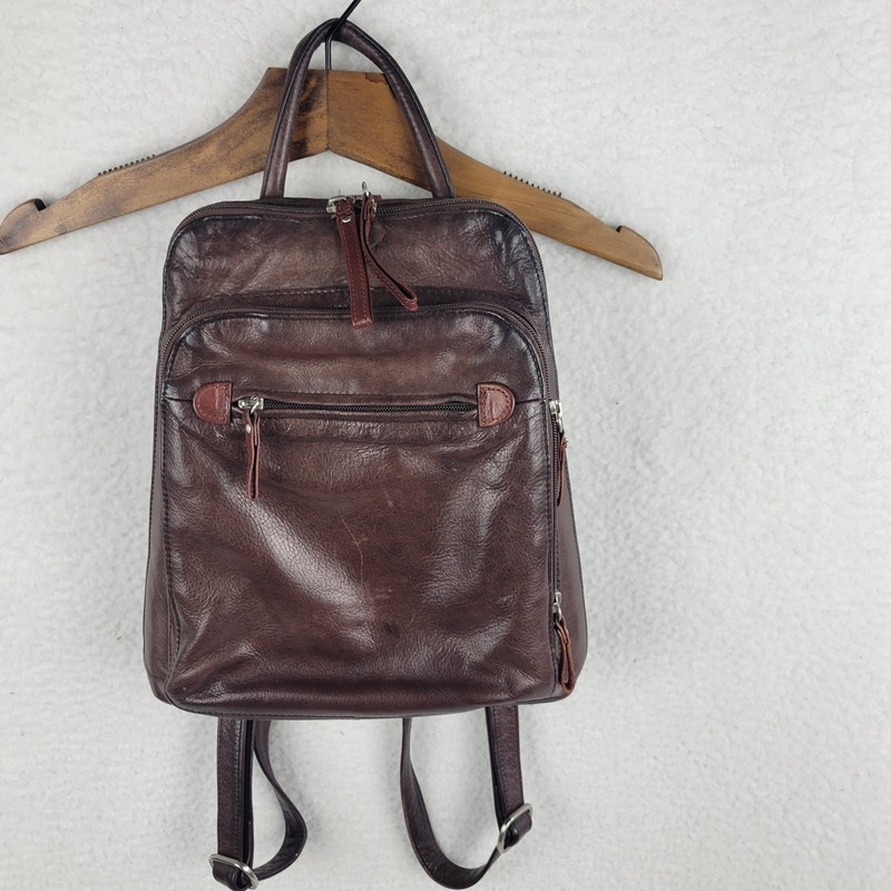 Osgoode Marley Organizer Backpack Rich Brown Leather Distressed