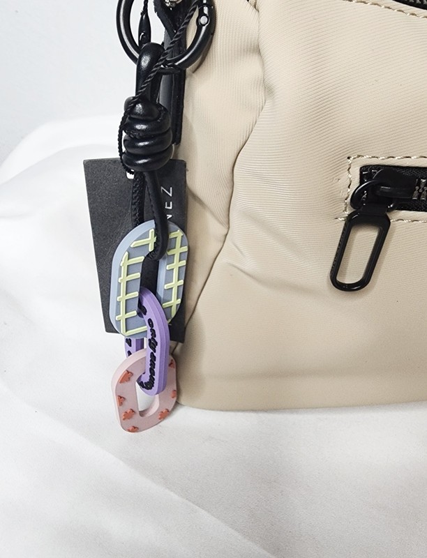 PMZ Neutral Beige Nylon Crossbody Bag with Logo Webbing Strap gallery