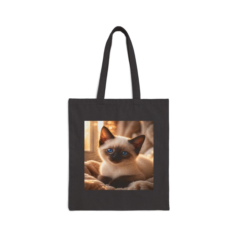 Blue‑Eyed Siamese Kitten Tote Bag – Warm Glow Boutique‑Realism Portrait