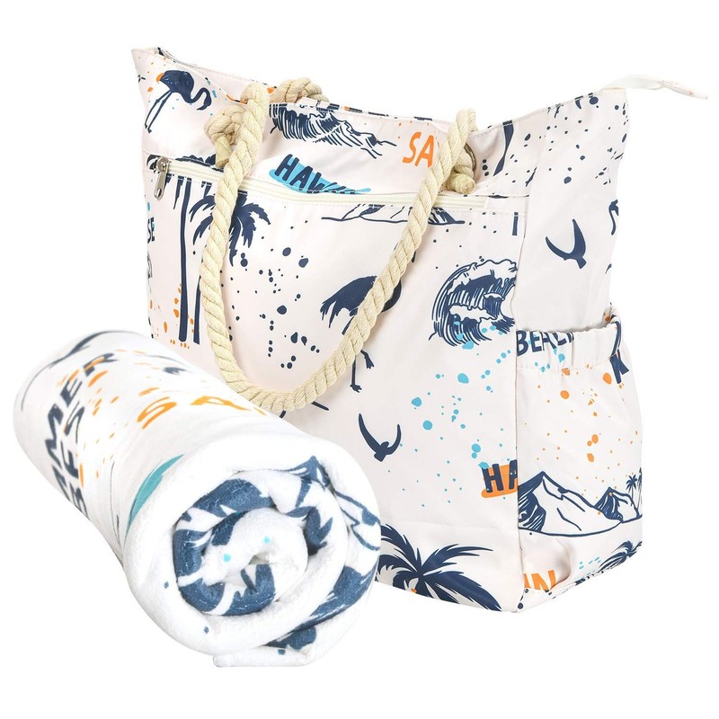 Spacious Beach Tote Bag – Waterproof Shoulder Tote Bag for Women & Men Multip…