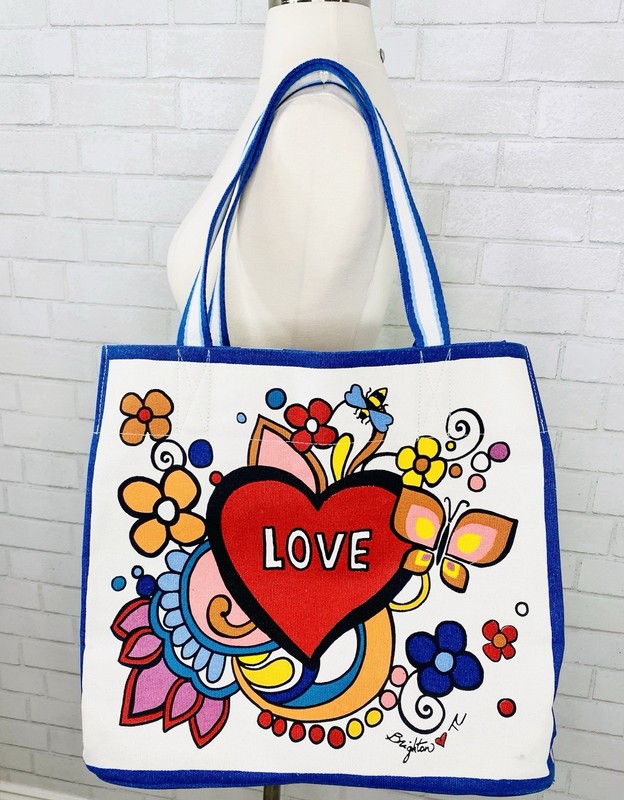 NEW Brighton Power Of Love Large Shopping Tote Bag Purse Canvas Butterfly Hearts