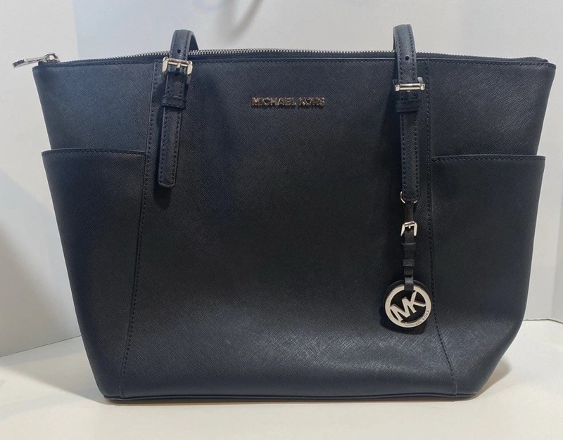 Michael Kors Black Jet Set Travel Saffiano Shoulder Large Tote Leather