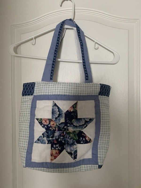 Handmade OOK Church Tote Bag Bible Carry Bag Gift Quilted Blue B3-4