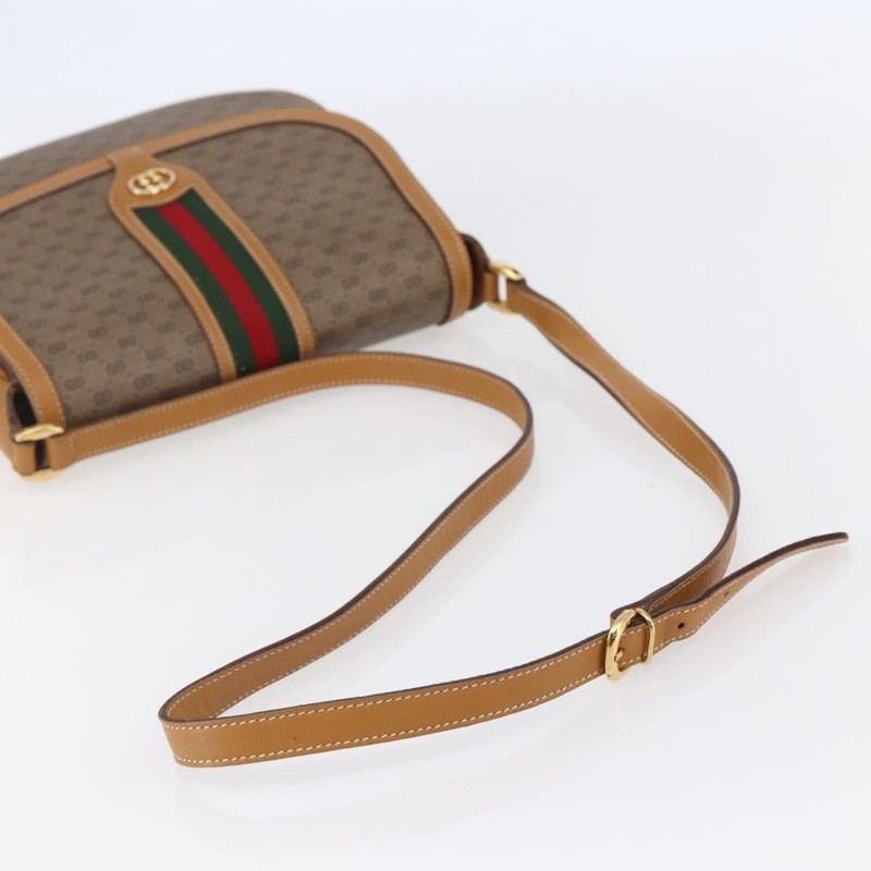 GUCCI Micro GG Supreme Web Sherry Line Bag PVC Beige 001 115 0914 Auth BA7111 gallery