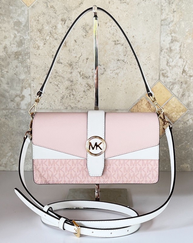 Michael Kors Greenwich Medium Flap Shoulder Crossbody Bag MK Pink Multi