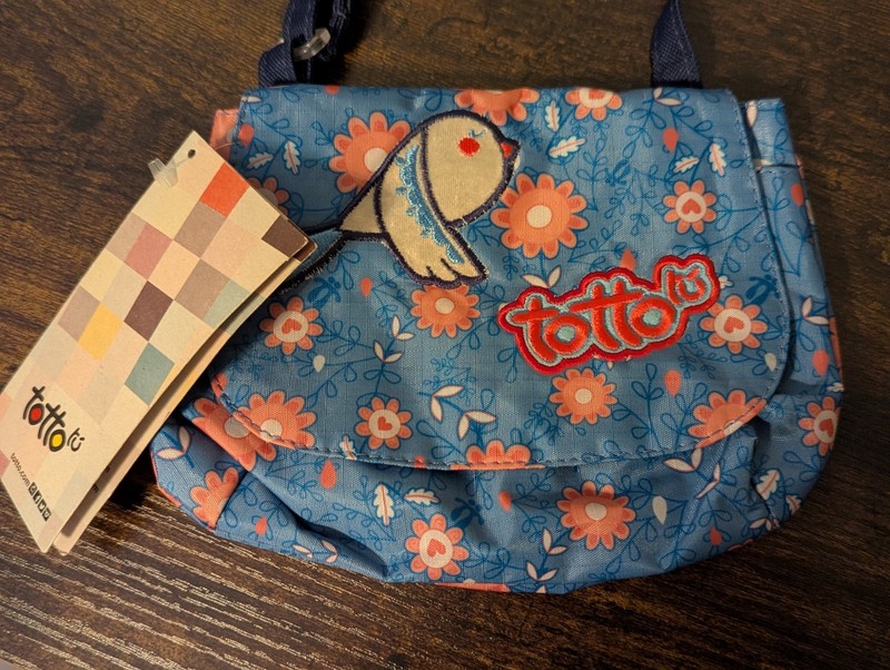 Totto Blue & Pink Small Embroidered Bird Purse Crossbody Floral Travel Bag NWT