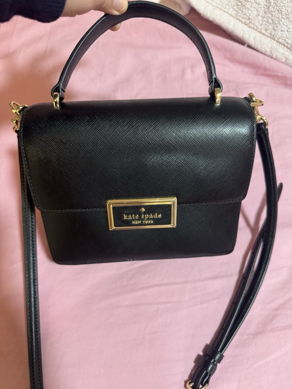Kate Spade New York Small Black Flap Top Handle Crossbody Bag Gold Hardware