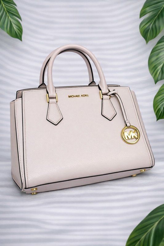 Michael Kors HOPE LARGE Satchel Powder Blush Pink Leather Bag NWT