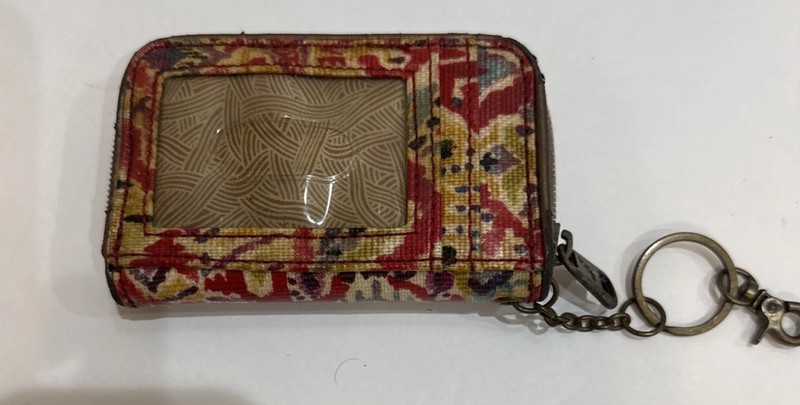 SAKROOTS Card ID Wallet Mini Coin Purse Key Chain Fob Peace Red