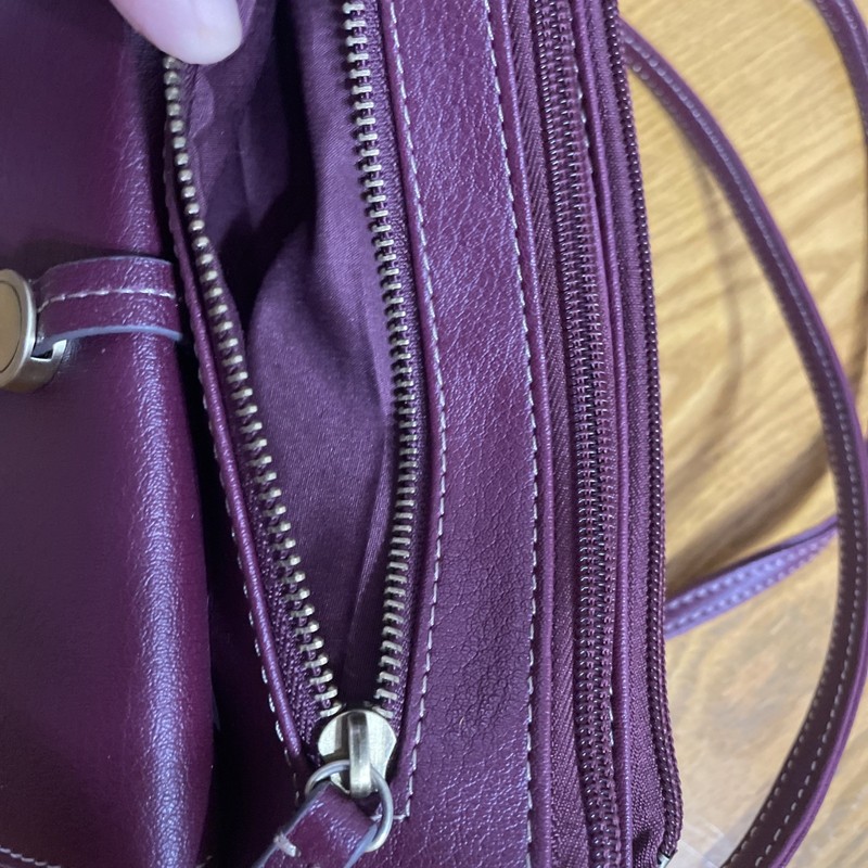 Burgundy Faux Leather Crossbody Purse 3 Zip 1 Snap Compartments 9 x 6 x 1 inch gallery
