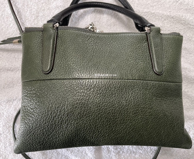 COACH Authentic Handbag The Mini Borough Bag In Leather Dark Green Color gallery