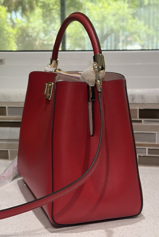KATE SPADE PHOEBE MEDIUM SATCHEL BUCKET SHOULDER CROSSBODY LEATHER CHERRY RED gallery
