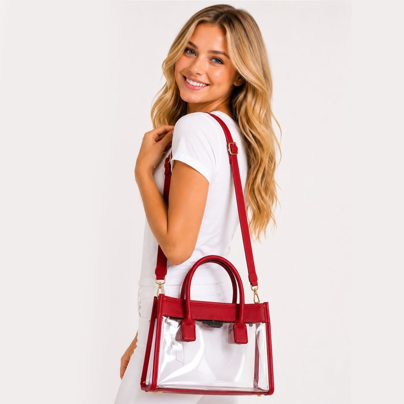 UNNI Transparent Clear Color Trim Stadium Approved Crossbody Shoulder Hand Bag gallery