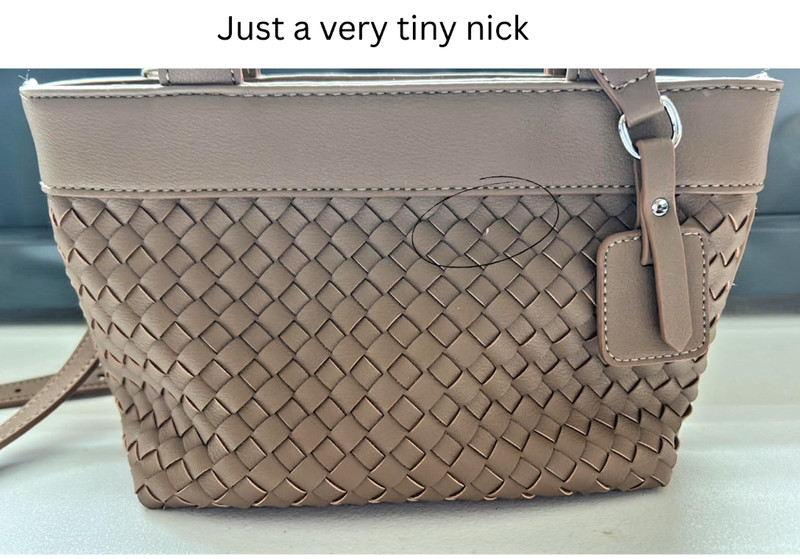 Antik Kraft Woven Mini Tote Crossbody Bag Tan Camel Faux Leather Purse gallery