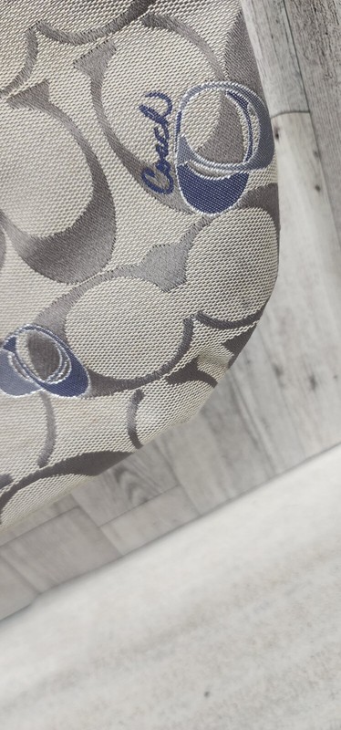 Auth COACH Poppy Signature Glam Tote 18711 Light gray Gray Navy Jacquard - gallery