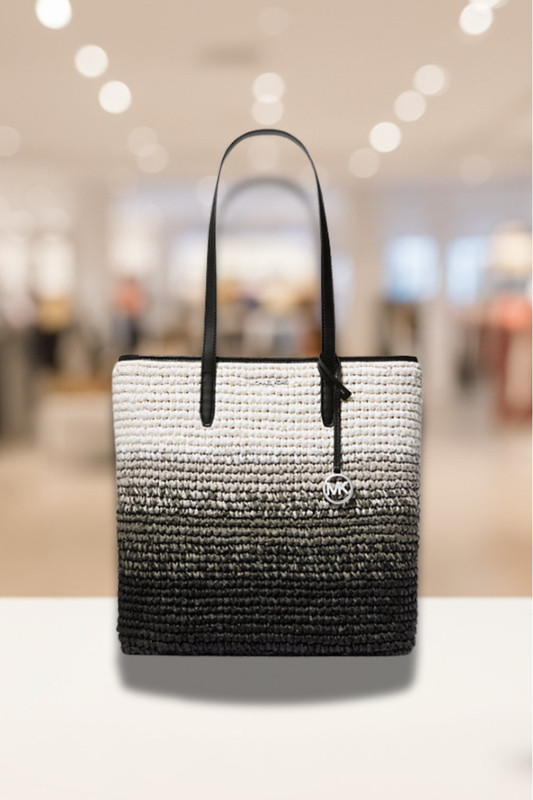 Michael Kors MK Women Large Fashion Ombré Straw Shoulder Tote Bag Handbag Purse gallery