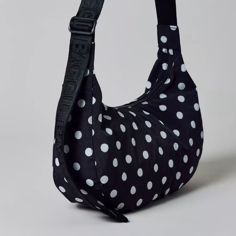 Baggu Medium Nylon Crescent Bag Black & White Polka Dot Brand New With Tag gallery