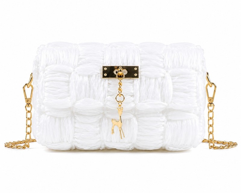 Women’s Fashion Woven Chain Crossbody Bag Elegant Shoulder Handbag Purse