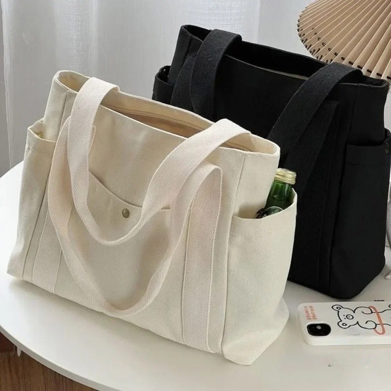 Stylish Large Canvas Tote Bag for Work, College & Daily Use - Women's Shoulder gallery
