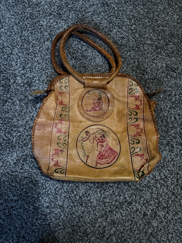 Sheepskin Leather Shanti Niketan Handbag Purse India Tribal Women VTG gallery