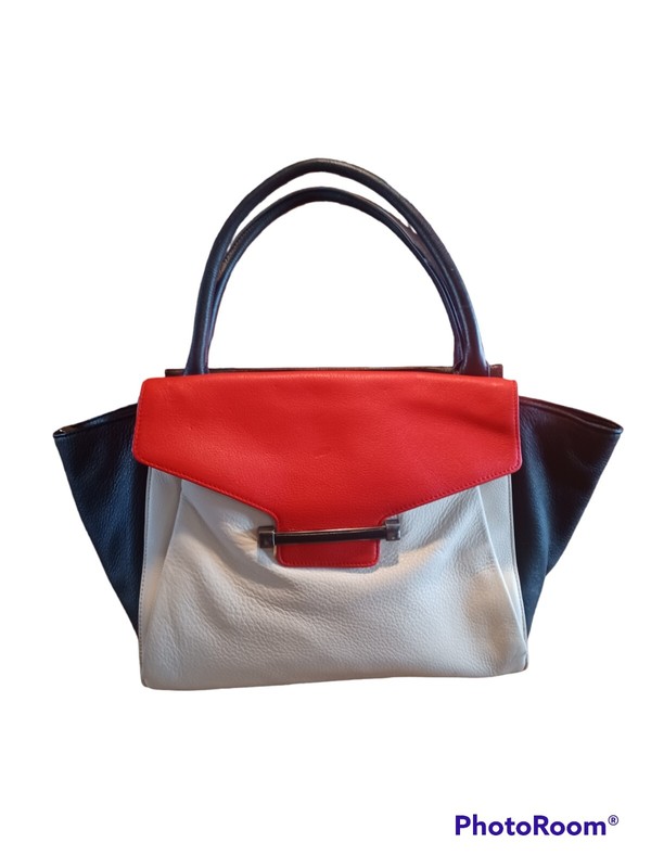 Vince Camuto Julia Purse Color Block Leather Winged Flaps Top Handle Handbag