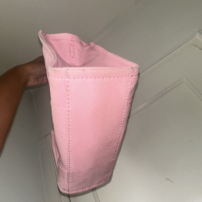 Marc Jacobs Mini Pink Tote Bag Top Handle Zip Logo w/ Detachable Strap Black gallery