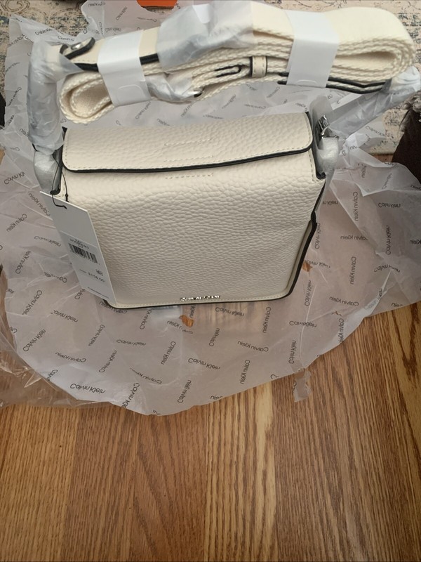 Calvin Klein Fay Signature Crossbody Bag Cherub White With Black Trim gallery