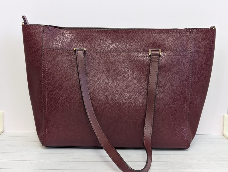 Michael Kors Maisie 2 pc Large Merlot Tote Bag + Zipper Pouch MK Signature gallery