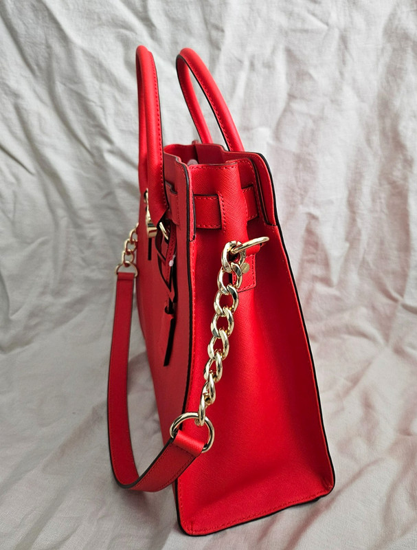 Michael Kors Hamilton Large Satchel Classic Design Mandarin/Gold Navy/Gold gallery