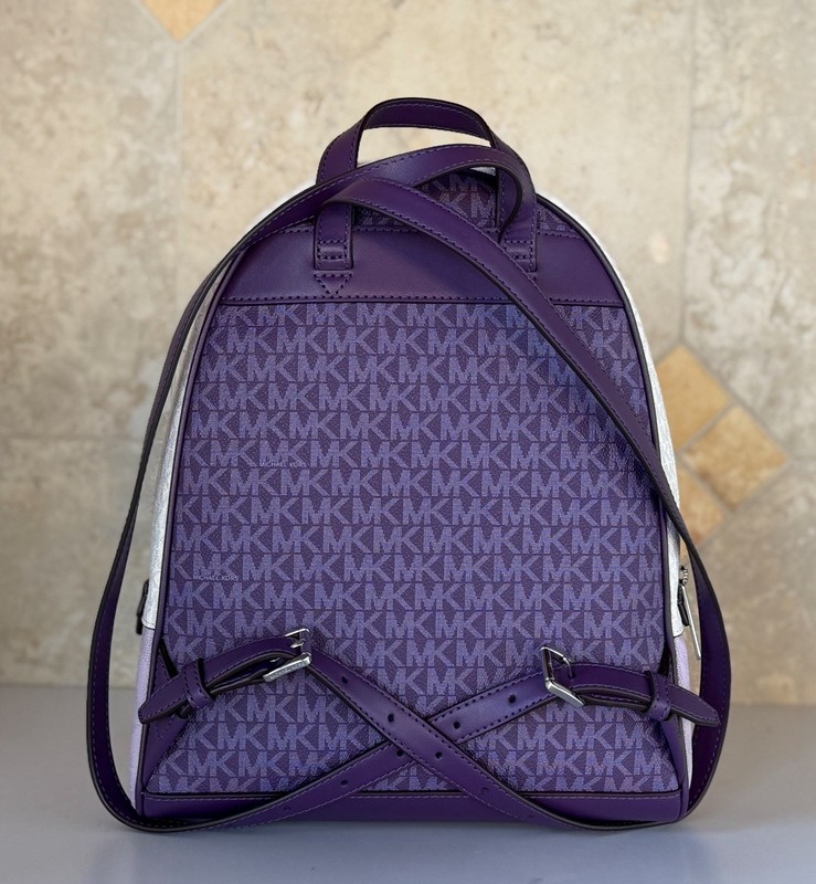 Michael Kors Rhea Medium Zip Backpack MK Color-Block Dark Purple Multi gallery