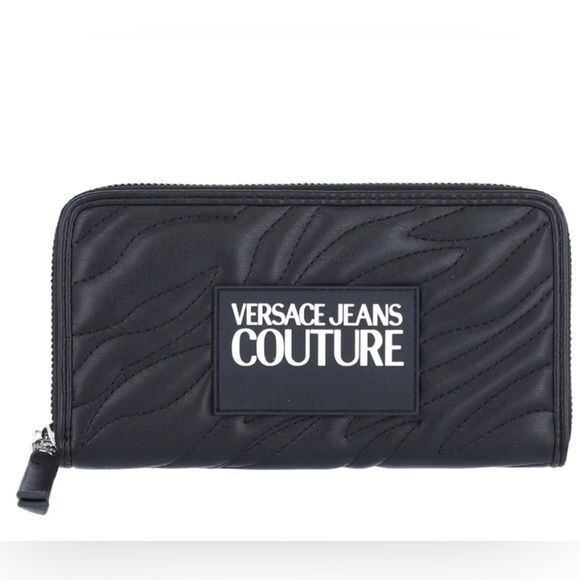 Versace Jeans Couture Logo Patch Quilted Wallet Black