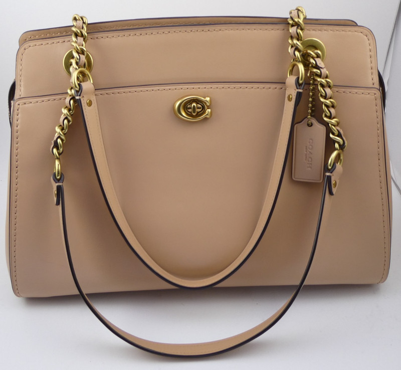 NWOT $395 Coach 35575 Parker Turnlock Carryall Beechwood Leather beige