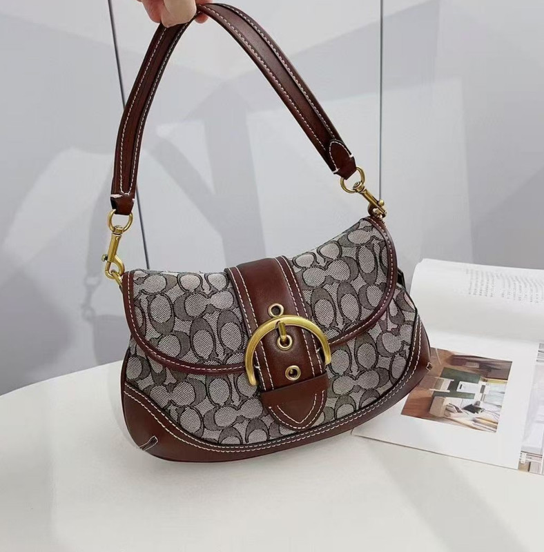 Coach CJ814 Soho Bag Signature Jacquard Maple Brown Shoulder Handbag Outlet New!
