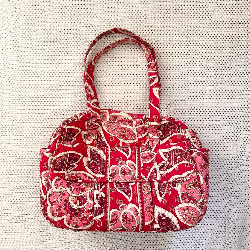 Vera Bradley Pink Red Rosy Posies Retired Baby Diaper Shoulder Bag Changing Pad