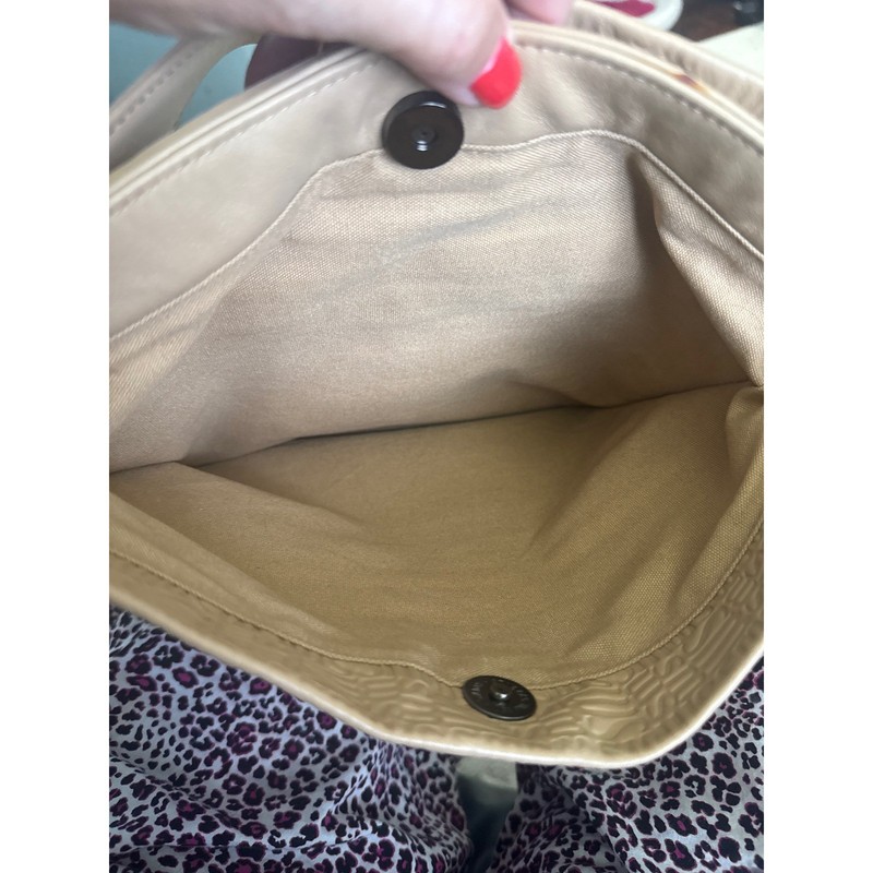 Stone Mountain Tan Leather Embossed Logo Shoulder Bag Adjustable Strap Beige gallery