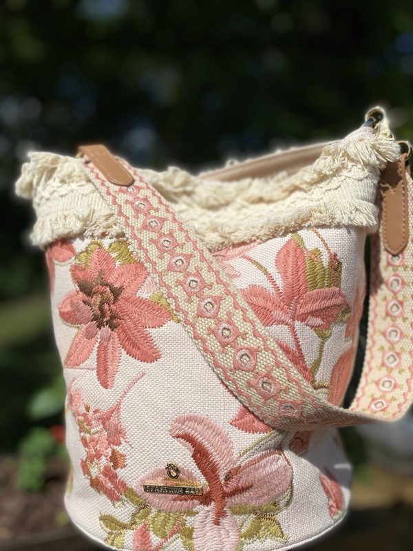 Spartina 449 Floral Embroidery Bucket Bag